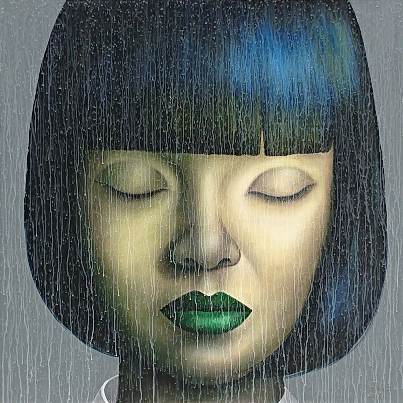 GIRL WITH GREEN LIP PAINT 140x140 GIRL WITH GREEN LIP PAINT 140x140